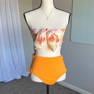 CUUP Bright Orange Bikini Bottom Slightly Cheeky High Rise Size 4 (Fits M–L)